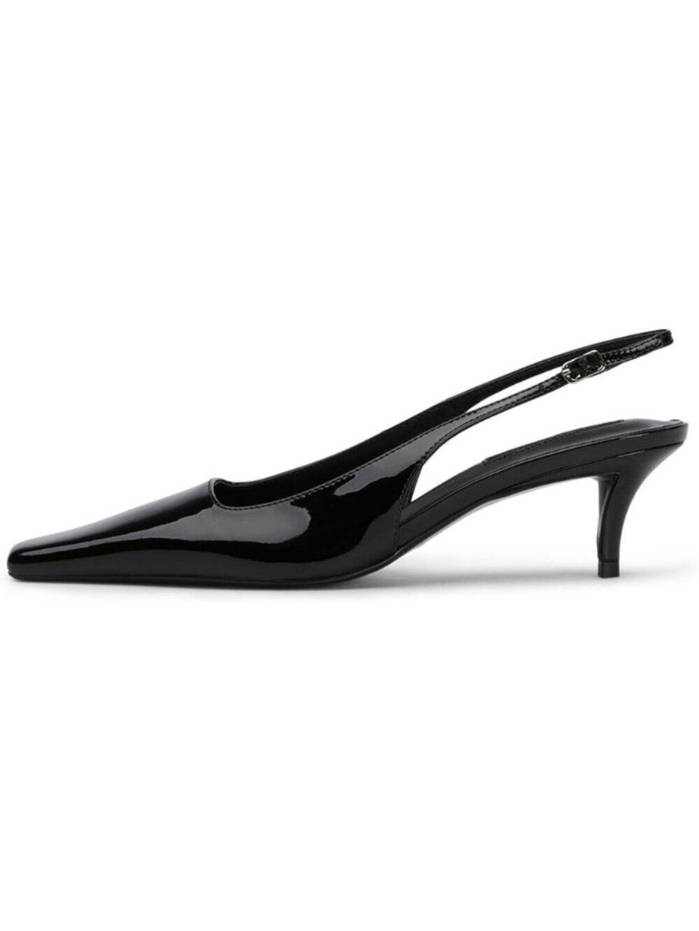 Black Women's Slingback Kitten Closed Pointed Toe Pumps Low Heel Office Shoes